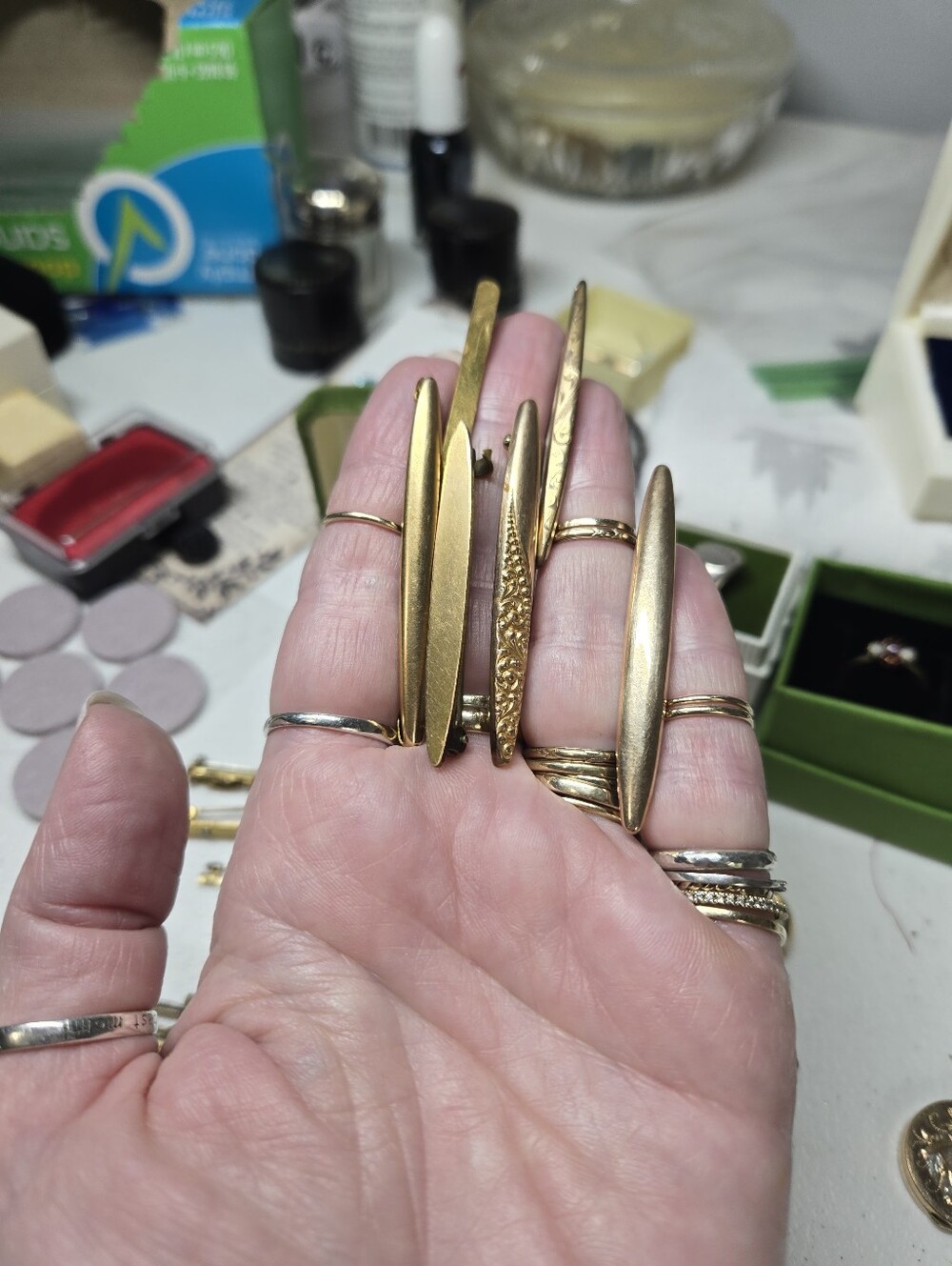 Victorian Gold Filled Long Bar Pins